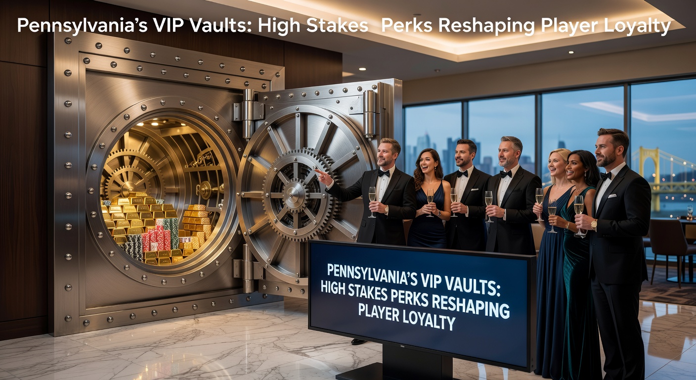 Interior view of a luxurious VIP vault in a Pennsylvania casino, featuring high-limit slot machines and private gaming tables bathed in soft lighting