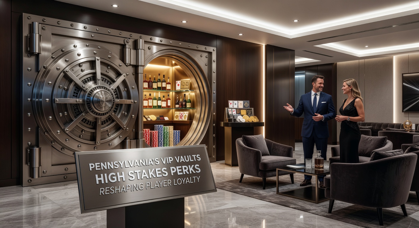High-roller enjoying a private gaming session in a Pennsylvania VIP vault, surrounded by luxury amenities and high-stakes machines